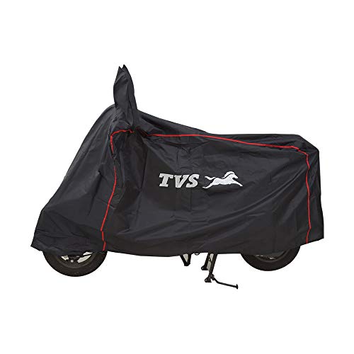 TVS Bike Cover for Rain with UV Protection & Dustproof, Universal Fit, Water Resistant & All Weather Protection with Two Wheeler Cover|Keeps Bike Cool|Perfect Bike Body Cover|Easy to Use- Black