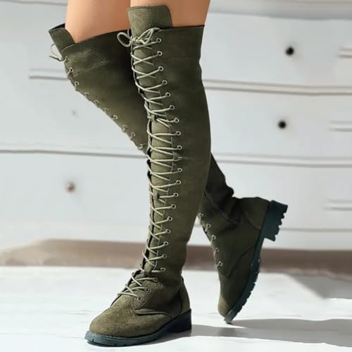 Black Suede Thigh High Boots Women Wide Calf Over The Knee Boots Fashion Chunky Heel Comfortable Stretch Boots Pointed Toe Lace Up Boots Sexy Fall Boots with Side Zipper Pull-On Long Boots2