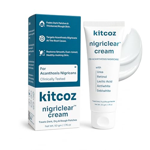 Image of Kitcoz Nigriclear Cream for Pigmentation (Acanthosis Nigricans) with Urea, Retinol & Lactic Acid | Treats Dark, Dry & Rough Skin Patches on Neck, Elbow, Knees, Armpits & Thighs | Diabetes Skin Care | Daily Use Safe - Men & Women (50gm)