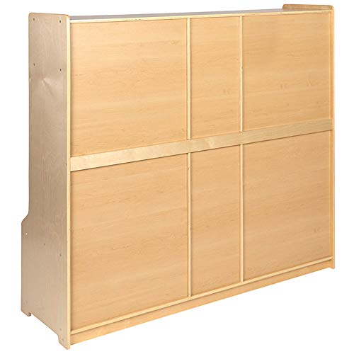 Flash Furniture Hercules Wooden 5 Section School Coat Locker With Bench, Cubbies, And Storage Organizer Hook-Safe, Kid Friendly Design - 48"H X 48"L (Natural) #TOP6