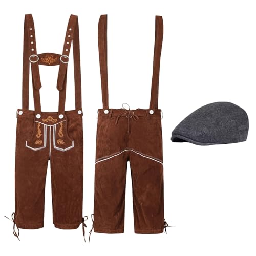 Traje Oktoberfest de dos piezas tipo monos con sombrero clásico para fiesta temática masculina