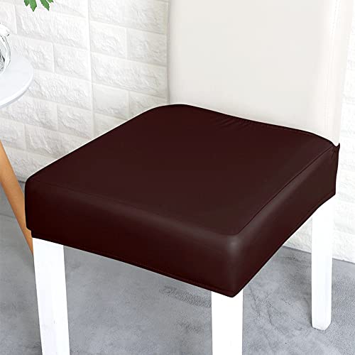 Bestenrose Chair Seat Covers for Dining Room PU Leather Chair Covers Waterproof Dining Chair Seat Cushion Protectors Chair Slipcovers (Coffee - Image 2
