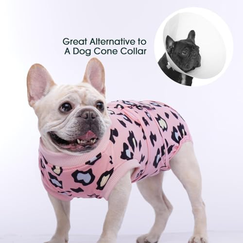 Image of Kuoser Dog Recovery Suit for Dogs After Surgery,Professional Surgical Onesie for Female Male Dogs Spay Neuter,Soft Dog Surgery Suit Bodysuit for Abdominal Wounds Skin Disease,Pink Leopard S
