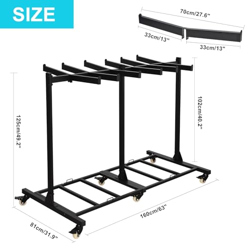 Image of Folding Chair Cart Holds 42 Chairs, 500-lb Capacity Heavy-Duty Folding Chair Rack with Locking Rubber Wheels for Churches, Banquets, and Weddings