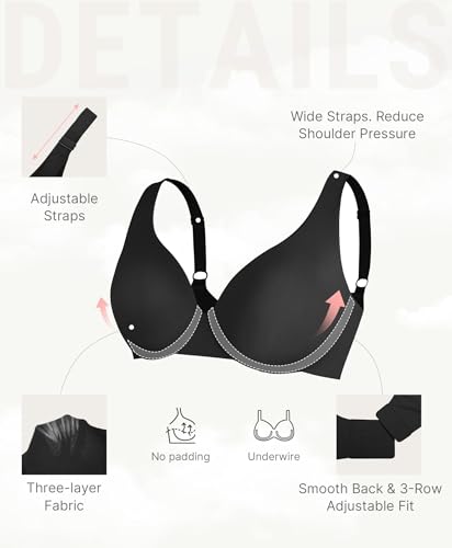 Image of FeelinGirl Women's Unlined Bras Underwire Comfort Full Coverage Tshirt Bras