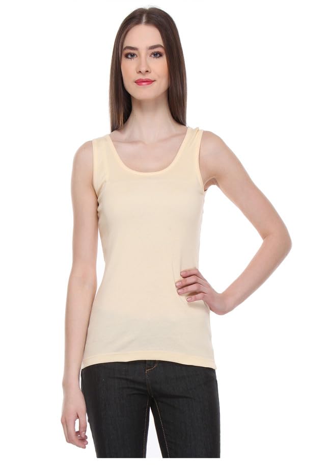 Women Stylish Cotton Slim Fit Solid Tank Tops (Pack of 1) Yellow-picture-46