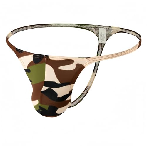 3 Pack Stunning Camo Men's Thong - Low Waist Camouflage G-String, Ultra-Slim Strap Breathable Comfort Underwear4