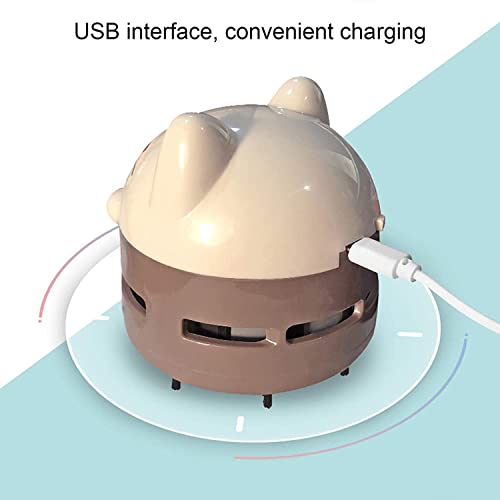 Creamic Cute Desk Vacuum Cleaner, Usb Rechargeable Mini Table Dust Cleaner For Keyboard, Cordless & 360º Rotatable Desktop Vacuum Desk For Crumbs Eraser Tan Brown (Purple) #TOP5
