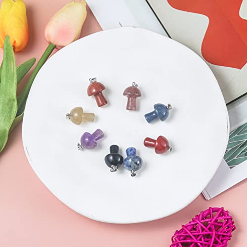Pingyongchang Crystal Mushroom Natural Stone Pendants Mushroom Charms Crystal Charms For Jewelry Making Mushroom Shaped Pendant Cute Charms For Necklaces Diy Craft（12Pcs/8Pcs）-8Pcs Stone(1) #TOP2