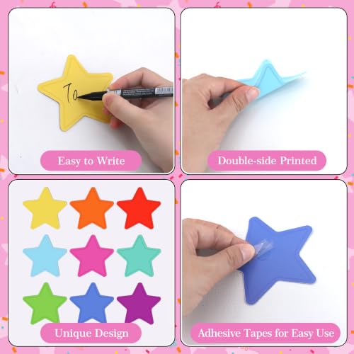 Image of Vuzvuv 108Pcs 3.6 Inch Rainbow Star Cutouts for Classroom Wall Cutouts