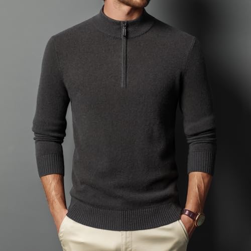 100% Wool Men's Performance Club Quarter Zip Neck Pullover Sweater2