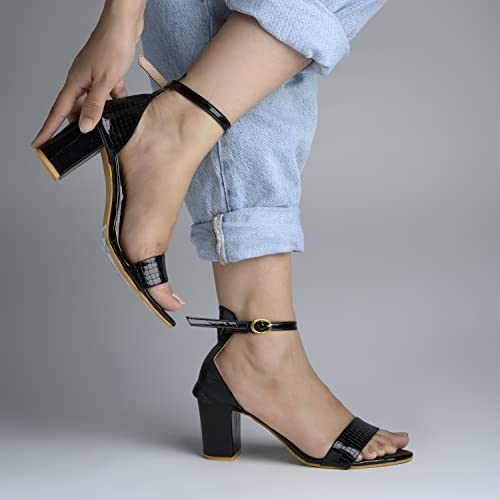 Image of Shoetopia Womens /Girls Woven Design Block Heels Sandals