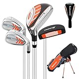 XDriveMax 5 Pieces Kids Golf Club Set, Junior Golf Club Set Ages 5-8 Includes Stand Bag, 5# Hybrid, 6/7#, 9/P# Irons and Putter Right Hand for Boys Girls
