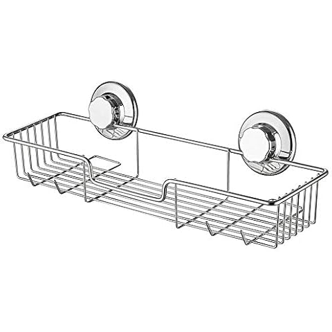 iPEGTOP L-4 Strong Suction Cup Shower Caddy Bath Shelf Storage, Combo Organizer Basket for Shampoo, Soap, Conditioner, Razor Bathroom Accessories - Rustproof Stainless Steel, Chrome Cover