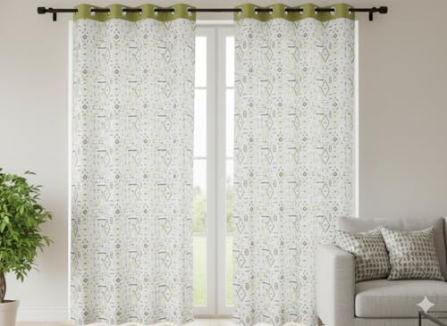 Image of Dekor World 2 Pieces Cotton Tribal Diamond Collection for Bedroom and Living Room (Green, Door: 42x84 Inches)