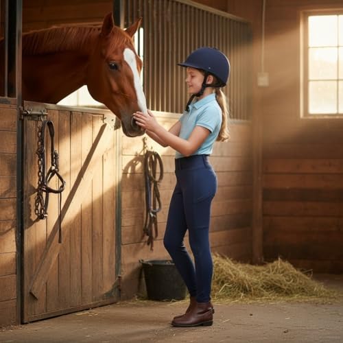 PFIFF 103100 Reitleggings Selina Kinder, mit Handytasche, Blau 122/128