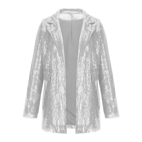 Sequin Blazers for Women Casual Long Sleeve Cardigan Open Front Sparkly Jackets 2025 Fall Stylish Notch Collar Coats4