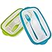 K&G Set di 2 contenitori salvafreschezza con posate in verde e turchese/contenitore per insalata/pranzo da portare con sé/snack/yogurt/pane in plastica