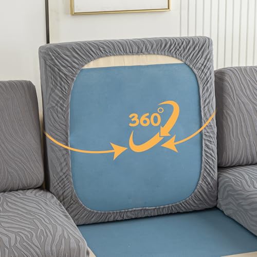 UWWGKK Stretch Couch Cover for Sectional Sofa - Multiple Patterns & Colors,Sofa Cover Design for L-Shaped Couches,Light Grey SBW Large Single Seat(1 Pcs for Large) — view 3