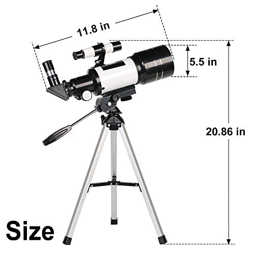 ToyerBee Telescope for Kids& Beginners, 70mm Aperture 300mm Astronomical Refractor Telescope, Tripod& Finder Scope- Portable Travel Telescope with Smartphone Adapter and Wireless Remote