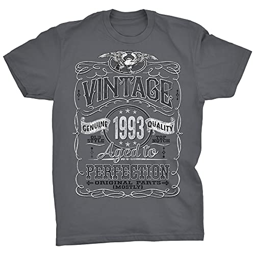 30Th Birthday Gift T-Shirt Men - Vintage 1993 Aged To Perfection - Charcoal-002-Lg #TOP23