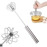 Semi-Automatic Egg Whisk, Upgraded Egg Whisk Hand Easy Push Rotary Whisk Blender, Stainless Steel...