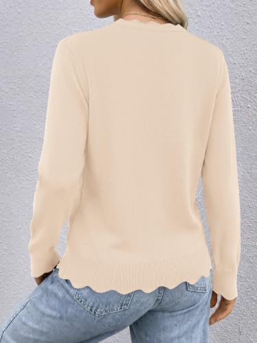 LOMON Sweaters for Women Fall Scalloped Long Sleeve Pullover - image 5
