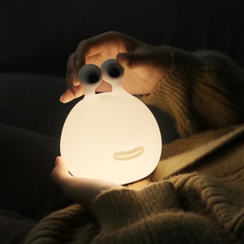 DesignNest Slug Night Light, LED Soft Silicone Touch Control, Dimmable, Auto Off Timer, Rechargeable, Sleep Aid, 80H+ Long, Squishy Toy, Kids, Toddler, Nursery, Bedroom, Gift