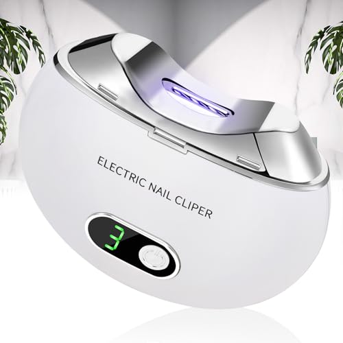 自動電動爪切り3段階とネイルクリップ収納、LCDデジタルディスプレイ、USB充電式安全電動ネイルトリマー赤ちゃん、子供、大人、高齢者に適しています(ホワイト)
