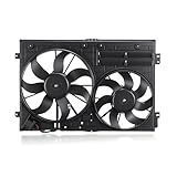 GEARLAST Radiator Fan Engine, Replacement Dual Radiator & Condenser Cooling Fan Assembly Fit for Volkswagen Jetta 2.0L VW Tiguan for Audi A3 TT 1K0121205AD9B9