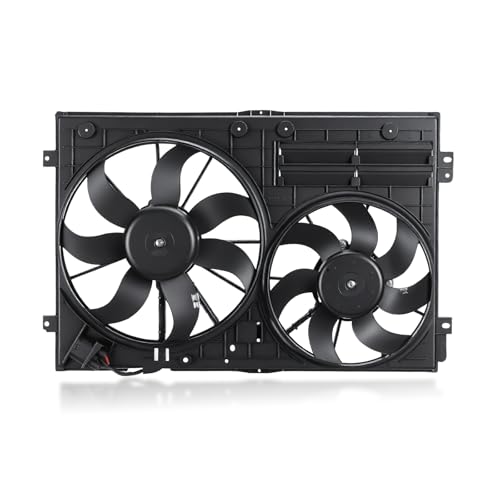 GEARLAST Radiator Fan Engine Replacement Dual Radiator & Condenser Cooling Fan Assembly Fit for Volkswagen Jetta 2.0L VW Tiguan for Audi A3 TT 1K0121205AD9B9
