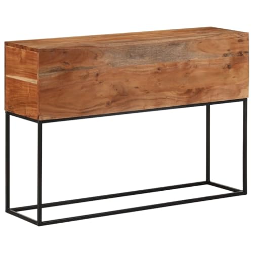 vidaXL Mesa Consola de Madera Maciza reciclada y Hierro 110x30x75 cm, Consola, Mesa de recibidor, Mesa de Pasillo, Mesa de sofá, Mesa de Entrada