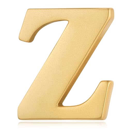 Image of HONEY BEAR Mens Womens Initial Alphabet Letter Lapel Pins Collar Badge Brooches for Business Wedding Graduation Gift Matte Gold 0.59 inches