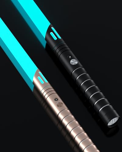 ライトセーバー LED 14色切替 光る剣 金属製 充電式 コスプレ 撮影用 パーティー ハロウィン プレゼント (ブラック＋ローズゴールド 2本セット)