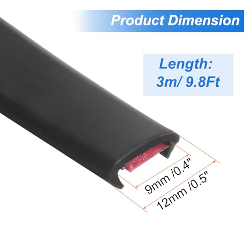 Image of uxcell U-Shape Edge Banding, 9.8ft x 9mm TPE Self-Adhesive Veneer Edging, Plywood Edge Trim Flexible Furniture Edge Protector for Countertop Cabinet Shelf Repair Restoration (Black)