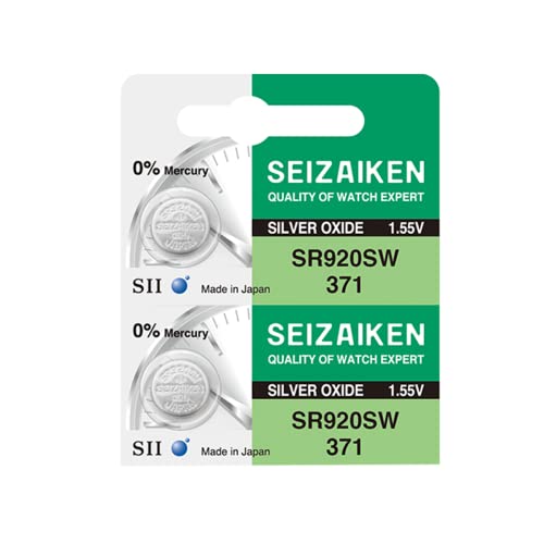 Seizaiken 371 SR920SW 1 55 V 0 % Hg Silberoxid-Uhrenbatterie (2 Batterien) Hergestellt in Japan von Seiko