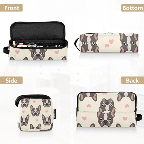 Bolso de viaje para herramientas de cabello Hot Hair Tools con almohadilla resistente al calor, organizador portátil para planchas, alisadores, rizadores, bolsa de almacenamiento beige con diseño de perro francés para mujeres miniatura 5