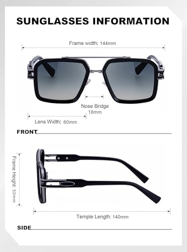 Image of Classic& Mens Sunglasses Square Metal Frame Shades for Men Sunnies(68062)