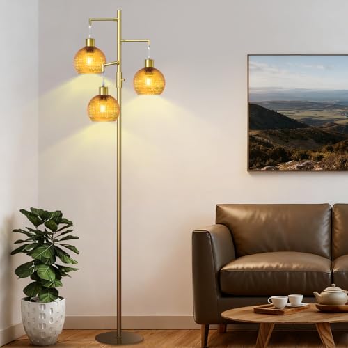 Image of Modern Floor Lamp for Living Room,Mid Century Standing Tree Lamps Dimmable