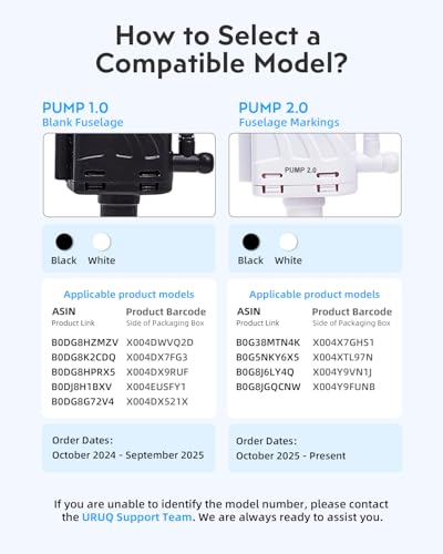 Image of URUQ Aquarium Replacement Water Pump 2.0: Aquarium Accessories Small Ultra Silent Water Pump, ONLY Compatible with 2 Gal URUQ Beta Fish Aquariums White (ASIN: B0G5NKY6X5, B0G8JGQCNW)