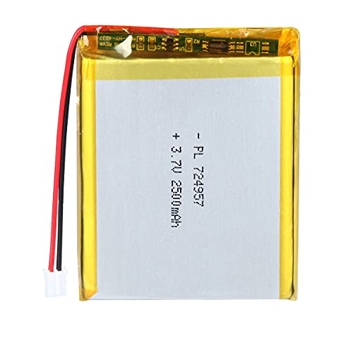AKZYTUE 3.7V 2500mAh 724957 LiPo Battery Pack,Lithium Polymer Rechargeable Battery with JST PH2.0mm Connector & Wire, Replacement for Bluetooth Speaker, Wireless Devices