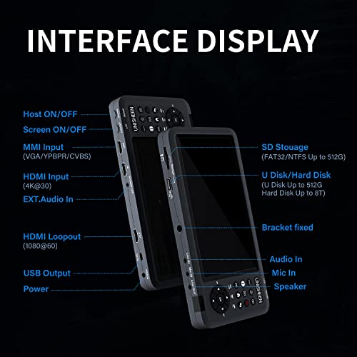 Unisheen Video Recorder 1080P 60Fps Usb2.0 Video To Digital Converter With 7" Screen, Hd Dvi/Hdmi/Cvbs/Vga/Ypbpr Video Capture Box Capture From Vcr, Dvd, Vhs Tapes, Hi8, Camcorders, Gaming #TOP2