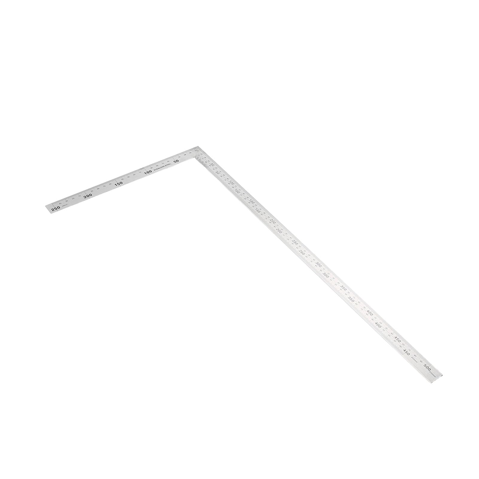 Eacam Stainless Steel Angle Ruler, Double Scale Measurement Tool, Inside Outside Accurate Right Angle, Easy Read, Two Sizes Optional, For Woodworking, Carpentry (500mm*250mm)