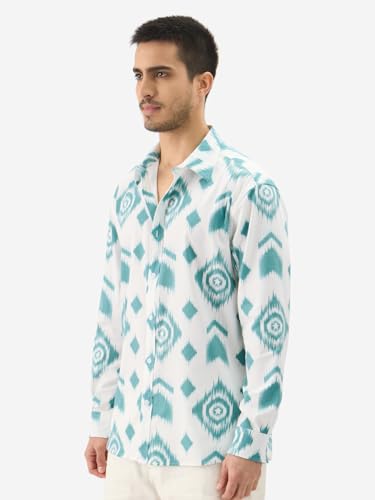 Image of The Souled Store Official Captain America: Indie Pattern Men and Boys Long Sleeve Collared Neck Button Down Regular Fit Cotton Shirts