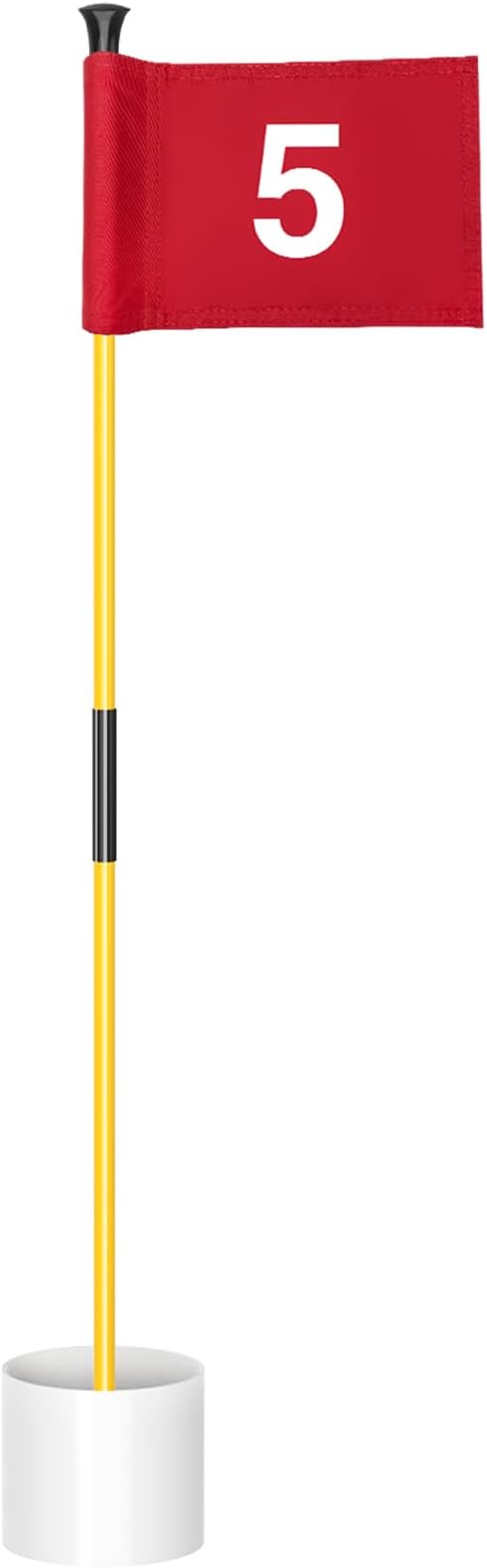 KINGTOP Miniature Golf Flagstick, Practice Putting Green Flags for Yard, Golf Pin Flag Hole Cup Set, Portable 2-Section Design, 3ft Flagpole, Red Flag Numbered #5, Indoor | Outdoor