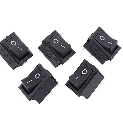 Rpi shop - Mini Rocker Switch 6A 250V 2 Terminal On - Off Switches, SPST, Color : Black - Pack Of 5 Pcs 1