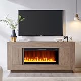 OKD Modern 70' Fireplace TV Stand with 36' Electric Fireplace, Entertainment Center for TVs Up to 80', Media Console with Side Cabinets, Thick Wood Design for Living Room, Alder Grey