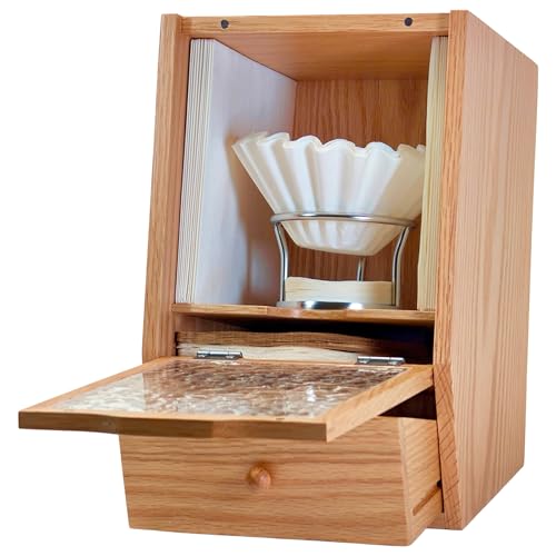 Large Coffee Filter Holder with Lid & Wooden Keepsake Box, Magnetic Closure Memory Box for Keepsakes, Trinkets, Photos, Tea Storage, Housewarming Gifts New Home Vintage Farmhouse Home Decor, Solid Oak