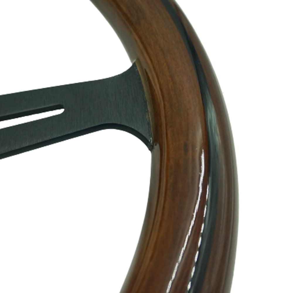 Sportlenkrad 350mm klassisches hölzernes holzkornlenkrad mit schwarzen speichen speiche auto racing lenkrad hupensatz