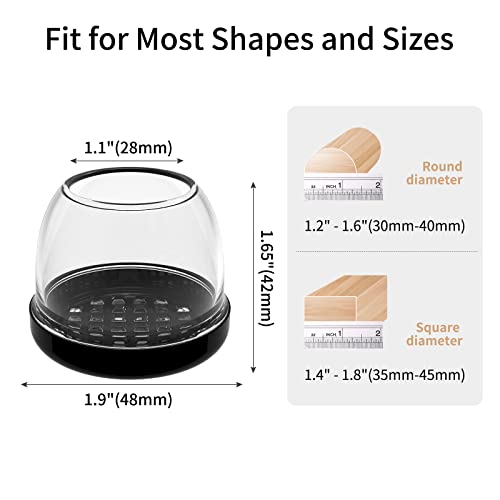 Ezprotekt 2 inch Round-transparent Furniture Cups Chair Leg Caps, Chair Leg Covers Smooth Moving Chair Feet Protectors - Image 2